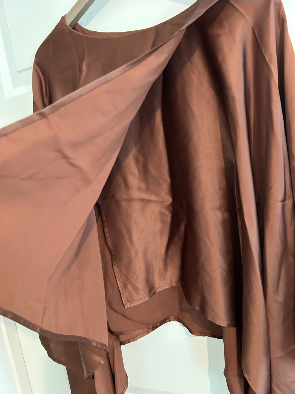Sies Marjan Satin Draped Top Assymetrical Chocolate Brown Size 8 - Picture 5 of 13